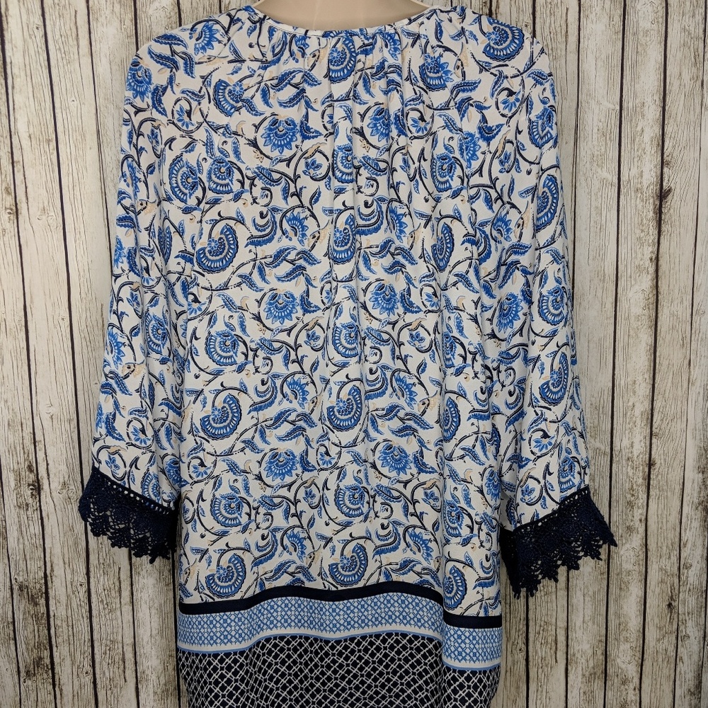 Daniel Rainn Crochet Trim Tunic Sz M - Picture 6 of 8